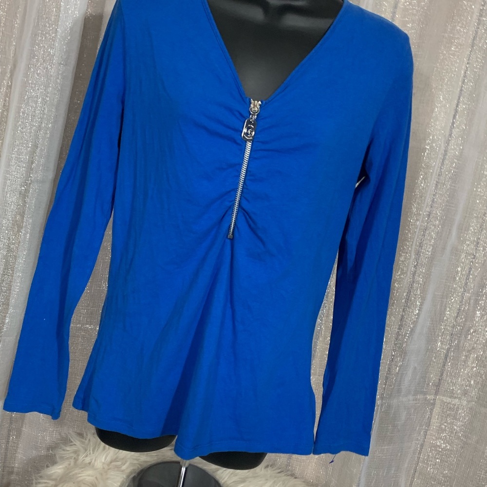 MICHAEL KORS | Long sleeve blue shirt with zipper